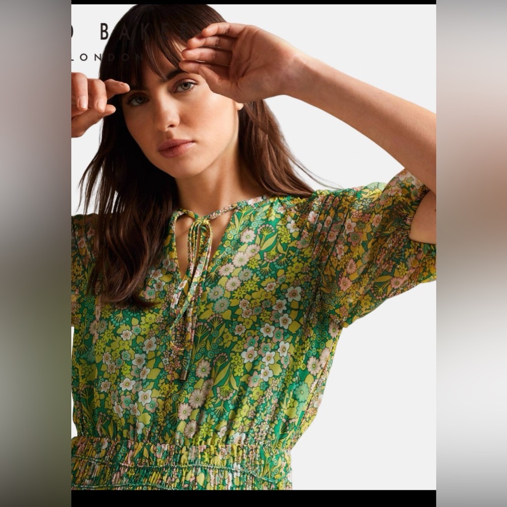 Ted Baker Vibrant Green Floral Dress
